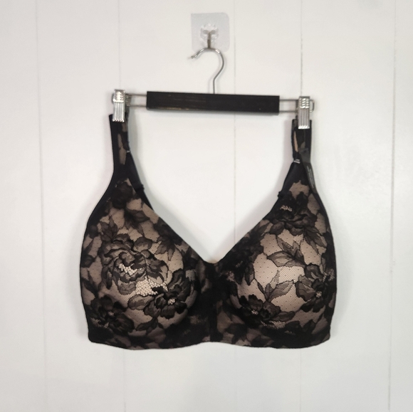 Tivoglio Black Lace Wireless T-shirt Bra Size 38H Wire Free Lightly Lined Sexy - Picture 3 of 11